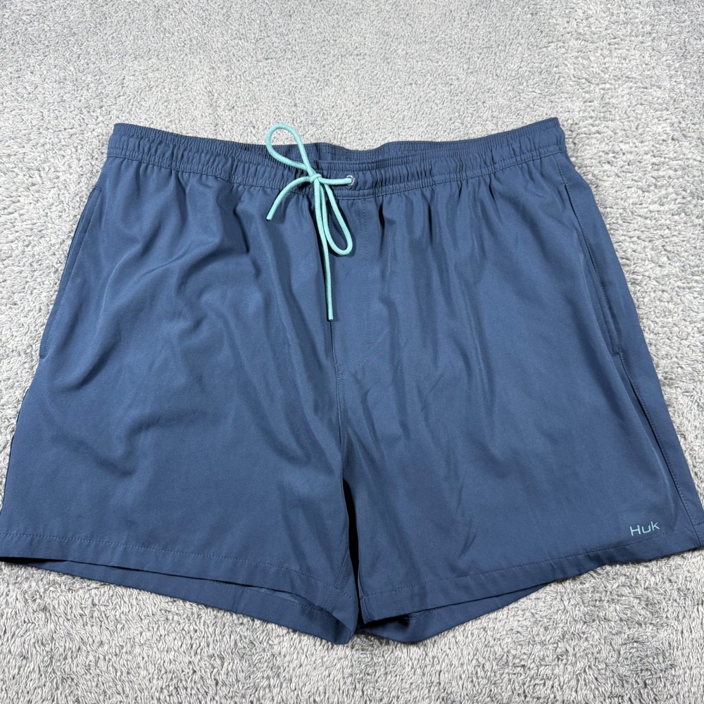 Huk Performance Fishing Pursuit Volley Shorts Mens XXL Blue Elastic Waist Mesh
